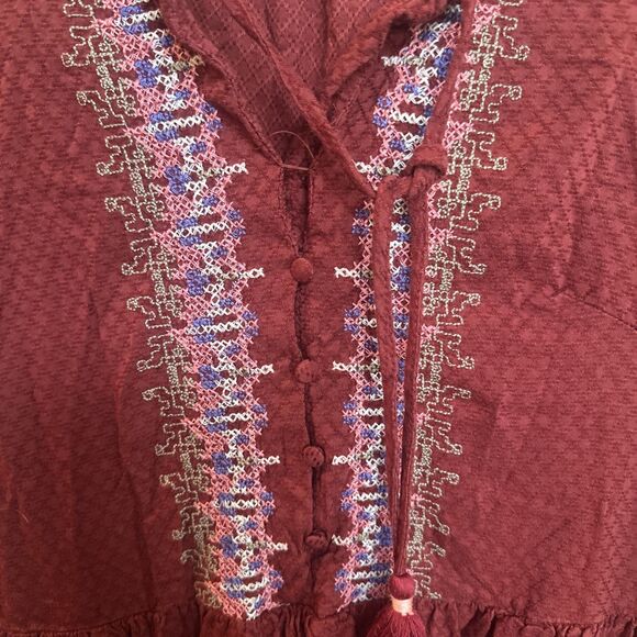 Knox Rose Embroidered Long Sleeve Boho Tassel Dress w Pockets Womens Sz Medium - Picture 8 of 9